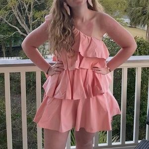 Zara tiered one shoulder dress